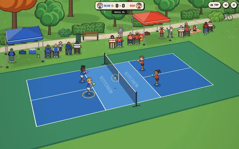 Pickle Kids: a timing ring closes on the ball as a paper kid gets ready to hit